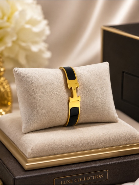 Hermes Jewelry - Hermès H Clic Clac Bracelet – Black & Gold Tone | Fits Up to 6.5” Wrist